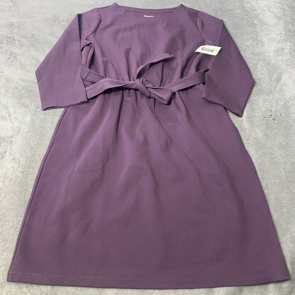 NWT Duluth Trading Co Dress Womens L Purple Knit 3/4 Sleeve Pockets Workwear Y2K